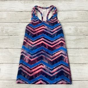 Ivivva racer back tank top - blue & pink stripes - EUC